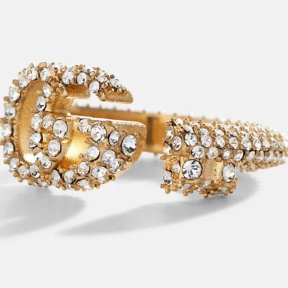 GUCCI ππ Gold Crystal Embellishment Double G Ring - Size 6/7 NWT - Picture 7 of 11